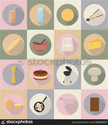 food and objects flat icons vector illustration isolated on background