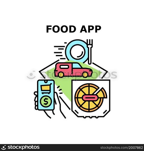 Food app delivery order. online application. mobile template. ecommerce service. restaurant grocery menu. Food app vector concept color illustration. Food app icons vector illustrations