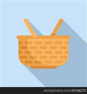 Food basket icon flat vector. Empty bag. Natural handle. Food basket icon flat vector. Empty bag