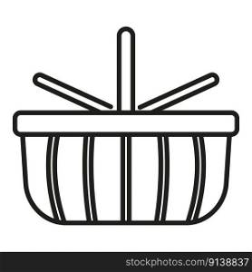 Food basket icon outli≠vector. Empty bag. Natural hand≤. Food basket icon outli≠vector. Empty bag
