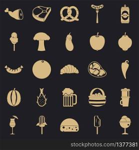 Food basket icons set. Simple set of 25 food basket vector icons for web for any design. Food basket icons set, simple style