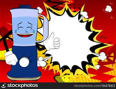 Food Blender making thumbs up sign as a cartoon character with face. Electric kitchen equipment for food processing.