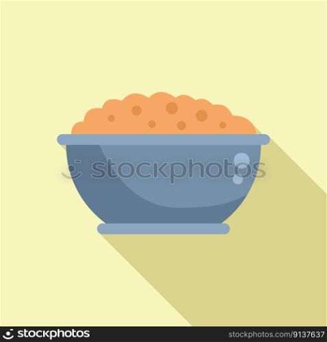 Food bowl icon flat vector. Meal snack. Kid nutrition. Food bowl icon flat vector. Meal snack