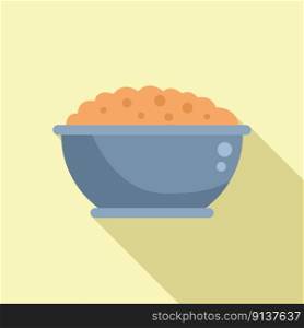 Food bowl icon flat vector. Meal snack. Kid nutrition. Food bowl icon flat vector. Meal snack
