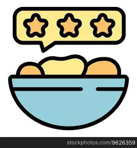 Food bowl review icon outline vector. Safety quality. Happy eat color flat. Food bowl review icon vector flat