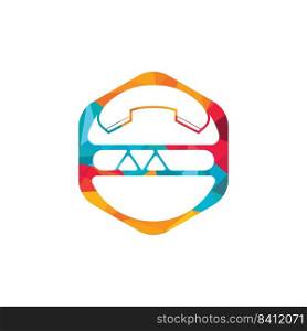 Food call logo design. Burger delivery logo concept. Hamburger and handset icon. 