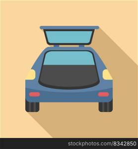 Food car trunk icon flat vector. Side vehicle. Trip bag. Food car trunk icon flat vector. Side vehicle