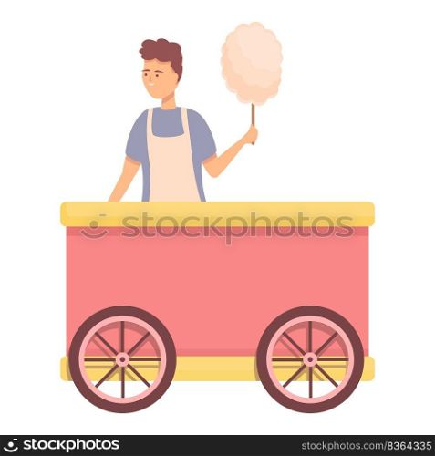 Food cart icon cartoon vector. Cotton candy. Stand seller. Food cart icon cartoon vector. Cotton candy