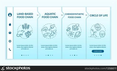 Food chain onboarding vector template. Biological process, circle of life. Nature ecosystems. Responsive mobile website with icons. Webpage walkthrough step screens. RGB color concept