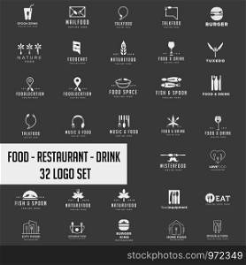 food chef logo collection design vector icon element, logo set download. food chef logo collection design vector icon element