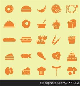 Food color icons on yellow background, stock vector