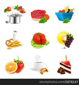 Food concepts, isolated vector set