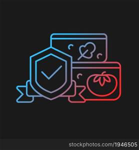 Food contact tests gradient vector icon for dark theme. Ensure safe product storaging. Packaging and materials testing. Thin line color symbol. Modern style pictogram. Vector isolated outline drawing. Food contact tests gradient vector icon for dark theme
