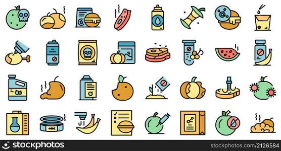 Food contamination icons set outline vector. Spoiled rotten. Virus touch. Food contamination icons set vector flat