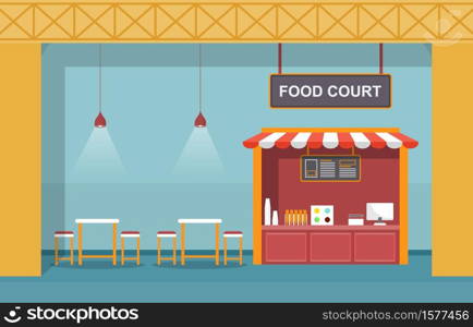 Food Court Indoor Interior Empty Restaurant Cafeteria Illustration