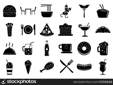 Food courts icons set. Simple set of food courts vector icons for web design on white background. Food courts icons set, simple style