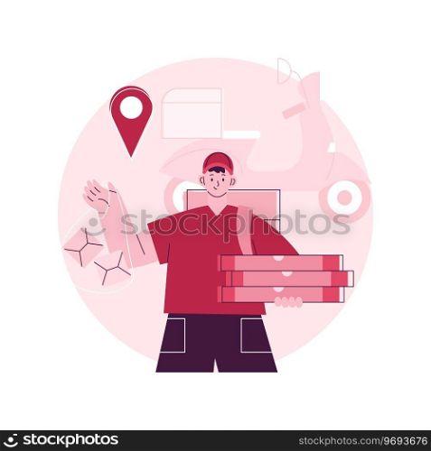 Food delivery abstract concept vector illustration. Products shipping during coronavirus, safe shopping, self-isolation servies, online order, stay home, social distancing abstract metaphor.. Food delivery abstract concept vector illustration.