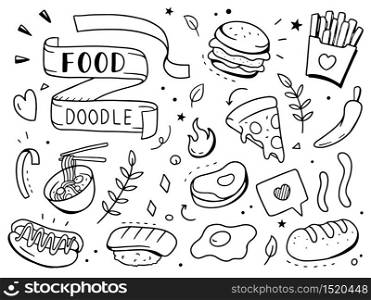 food doodle illustration. Doodle design concept