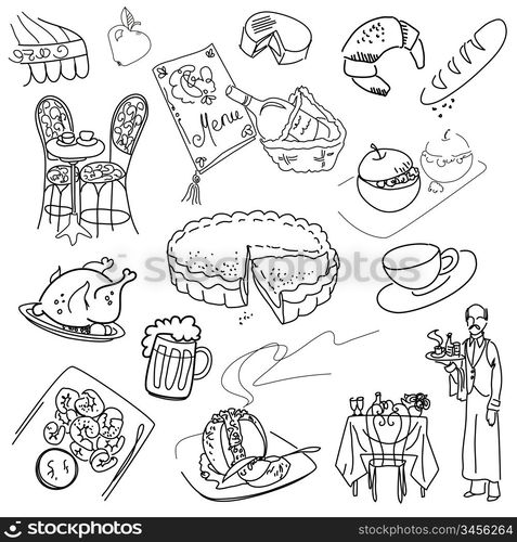 Food doodles. Elegant cuisine.