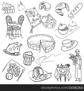 Food doodles. Elegant cuisine.
