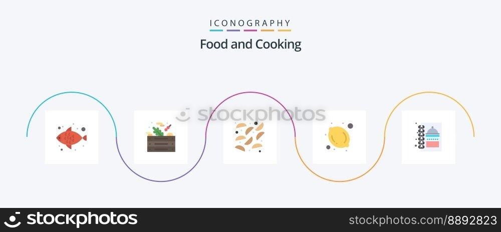 Food Flat 5 Icon Pack Including . menu book. fried. menu. lemon