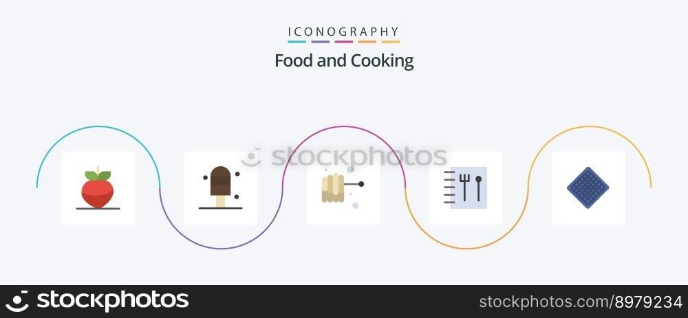 Food Flat 5 Icon Pack Including . recipe. waffle