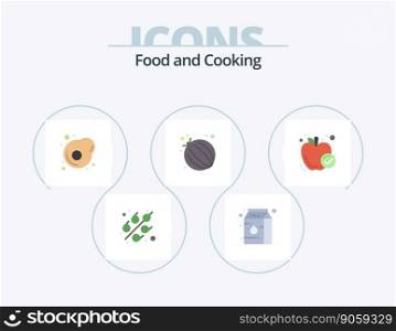 Food Flat Icon Pack 5 Icon Design. . healthy food. omelet. meal. apple