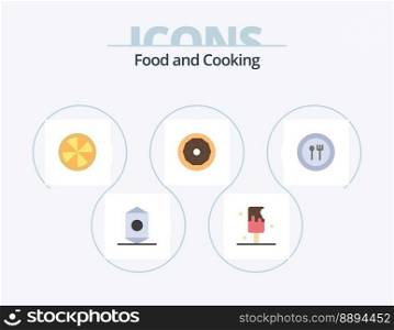Food Flat Icon Pack 5 Icon Design. knife. food. citrus. snack. donut