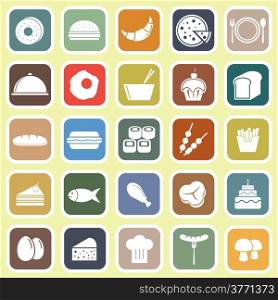 Food flat icons on yellow background, stock vector