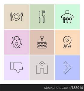 food , fork , spoon , knife,  plate , badge , cake , home , dislike , heart , icon, vector, design,  flat,  collection, style, creative,  icons