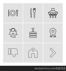 food , fork , spoon , knife, plate , badge , cake , home , dislike , heart , icon, vector, design, flat, collection, style, creative, icons