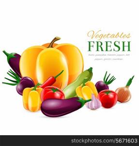 Food fresh vegetables realistic group poster vector illustration
