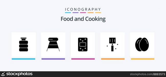 Food Glyph 5 Icon Pack Including egg. kitchen. seat. food. drink. Creative Icons Design