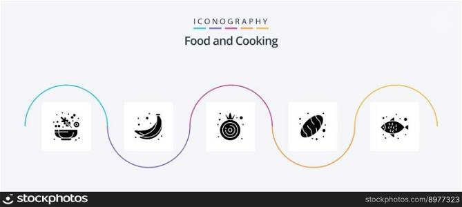 Food Glyph 5 Icon Pack Including . vegetable. water. fish