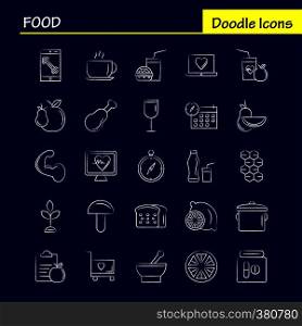 Food Hand Drawn Icon for Web, Print and Mobile UX/UI Kit. Such as: Lemon, Food, Fruit, Health, Burger, Drink, Fast Food, Pictogram Pack. - Vector