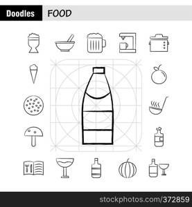 Food Hand Drawn Icons Set For Infographics, Mobile UX/UI Kit And Print Design. Include: Kettle, Pot, Kitchen, Food, Pot, Food, Meal, Kitchen, Collection Modern Infographic Logo and Pictogram. - Vector
