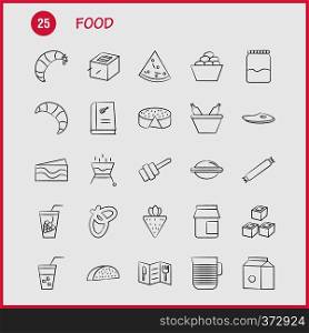 Food Hand Drawn Icons Set For Infographics, Mobile UX/UI Kit And Print Design. Include: Bbq, Food, Meat, Meal, Bowl, Food, Meal, Rice, Collection Modern Infographic Logo and Pictogram. - Vector