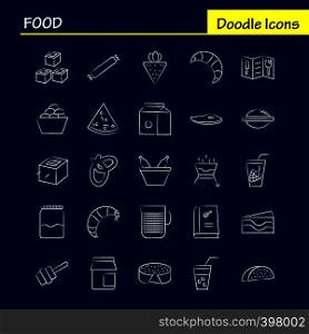 Food Hand Drawn Icons Set For Infographics, Mobile UX/UI Kit And Print Design. Include: Bbq, Food, Meat, Meal, Bowl, Food, Meal, Rice, Collection Modern Infographic Logo and Pictogram. - Vector