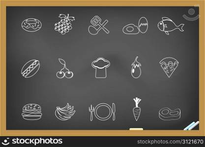 Food icon on blackboard for design