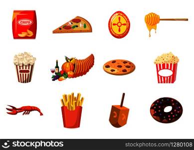 Food icon set. Cartoon set of food vector icons for web design isolated on white background. Food icon set, cartoon style