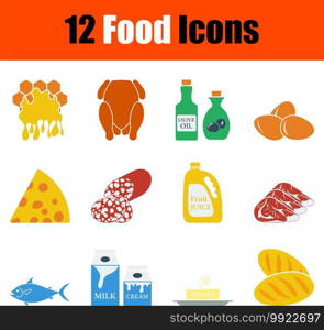 Food Icon Set. Flat Design. Fully editable vector illustration. Text expanded.