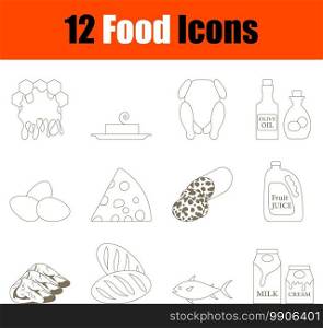 Food Icon Set. Thin Editable Stroke Line Without Filling Design. Vector Illustration.