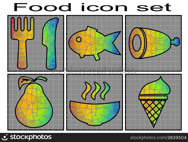 food icon set. Vector set of 6 multicolor food icon