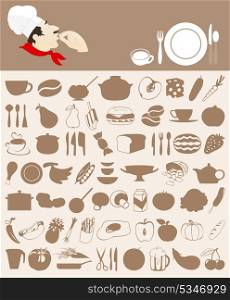 Food icon5. Set of icons on a meal theme. A vector illustration