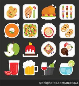 Food icons, dinner