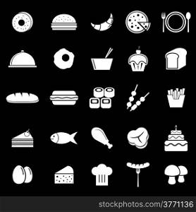 Food icons on black background, stock vector