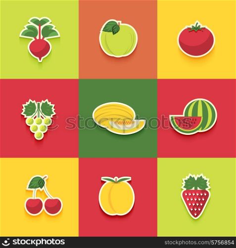 Food icons set in flat design. Restaurant menu. Set of food menu icons