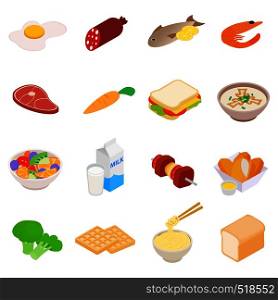 Food icons set in isometric 3d style isolated on white. Food icons set
