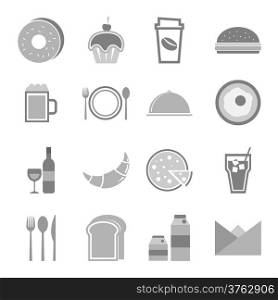 Food icons set on white background, stock vector