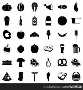 Food icons set. Simple style of 36 food vector icons for web isolated on white background. Food icons set, simle style